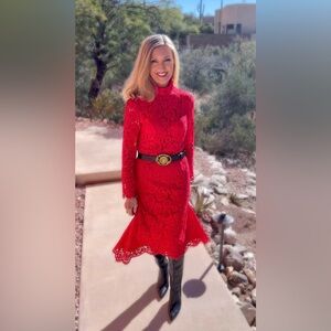 NWT Elegant Red Lace Dress-S